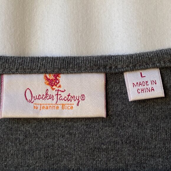 Quacker Factory Womens Shirt Spider Web Size Large Gray Grey Jersey Rhinestones - Picture 10 of 16